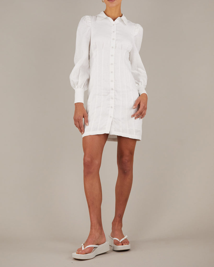 Emmie Linen Mini Dress - White