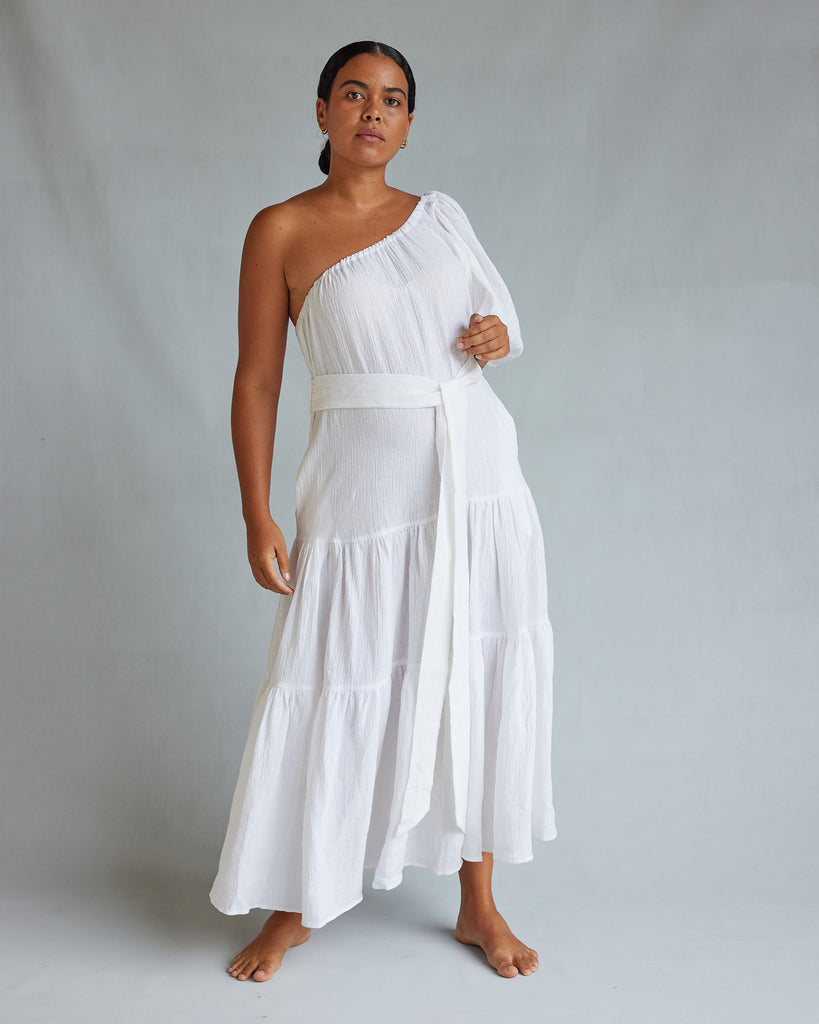 Saloma Linen O/S Dress - White - Second Image