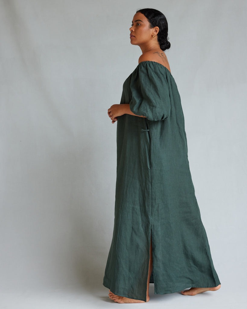 Wren Linen Maxi Dress - Moss Green - Second Image