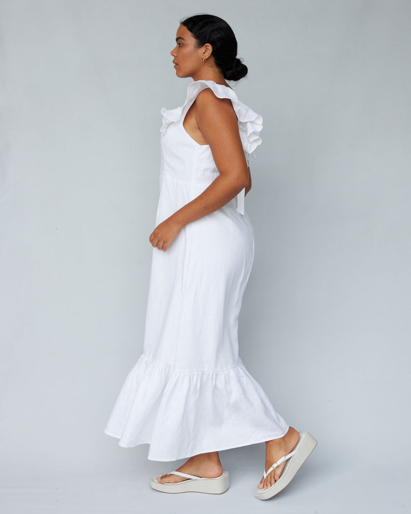 Violetta Linen Dress - White - Second Image