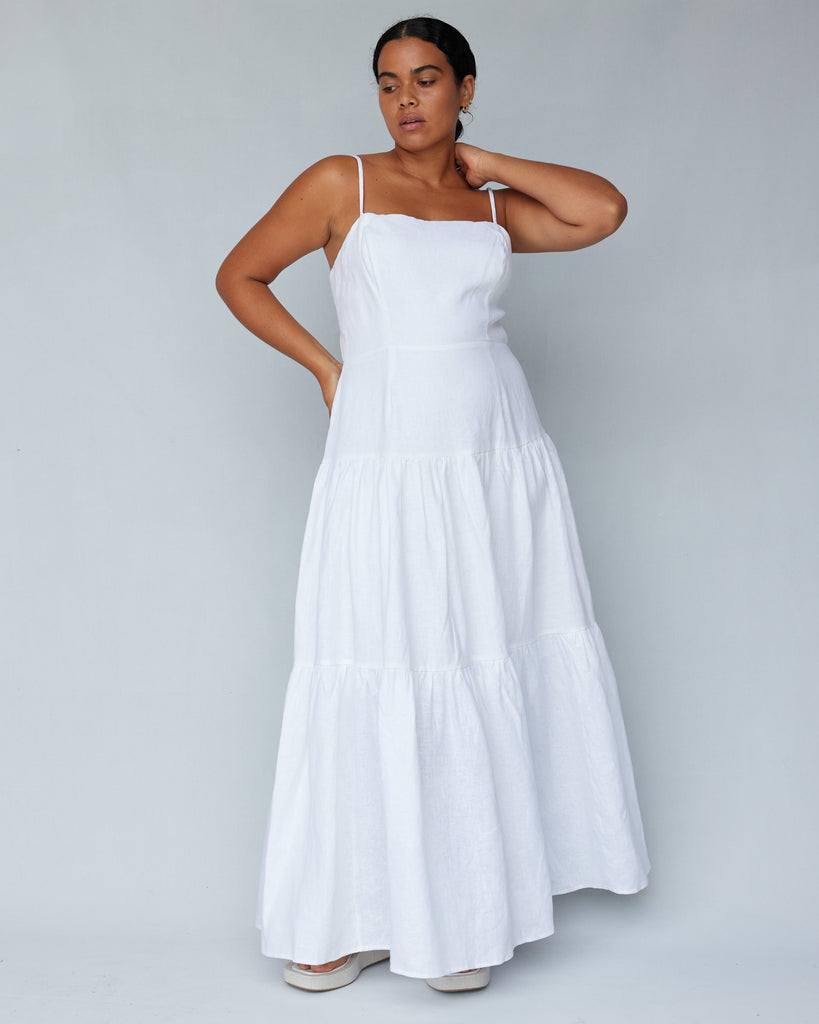 Sorrento Linen Maxi Dress - White
