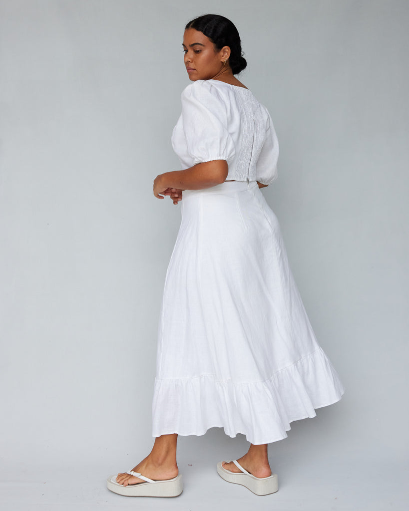 Violetta Linen Skirt - White – Amelius