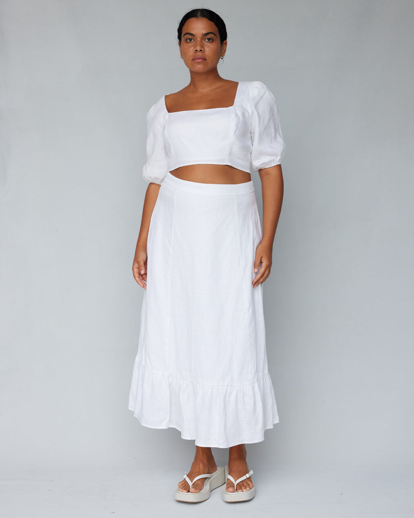 Violetta Linen Skirt - White