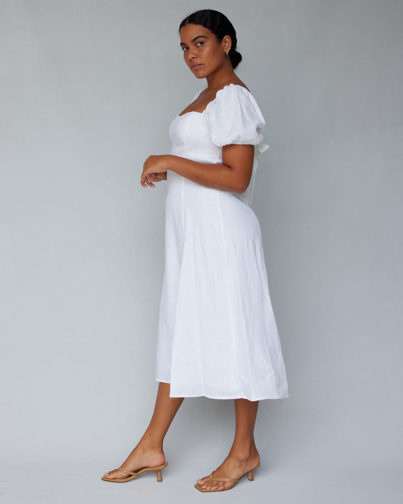 Muse Linen Dress - White - Second Image