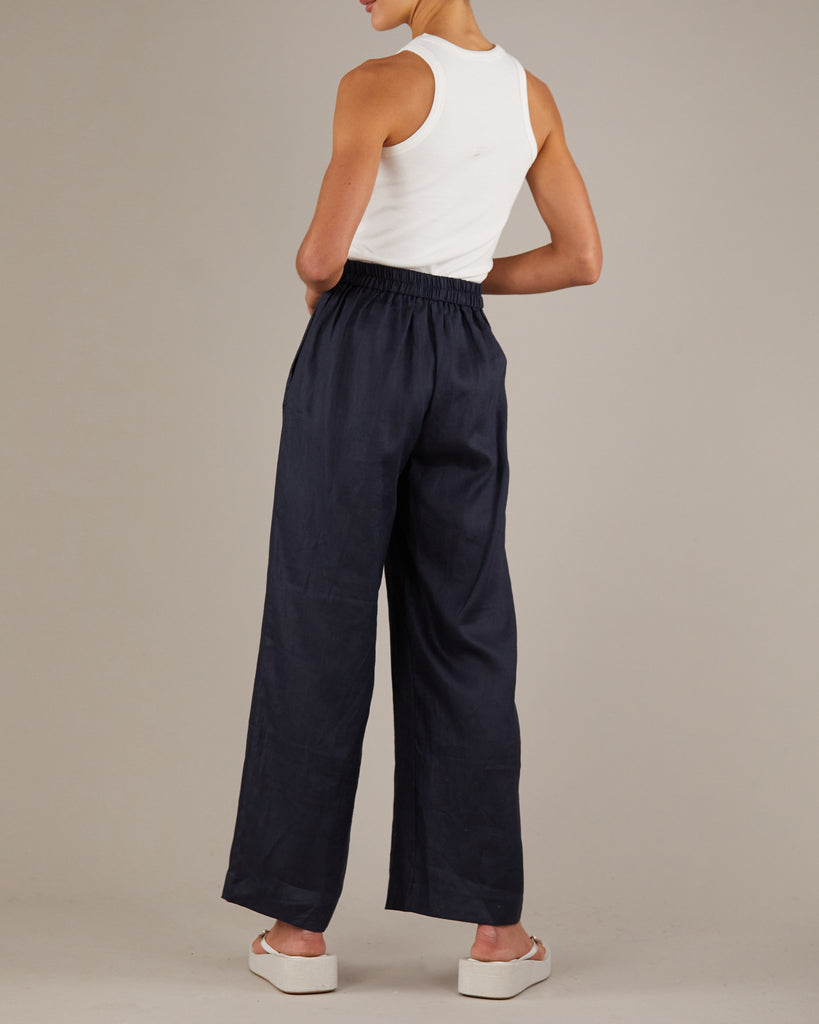 Mabel Linen Pant - Navy - Second Image