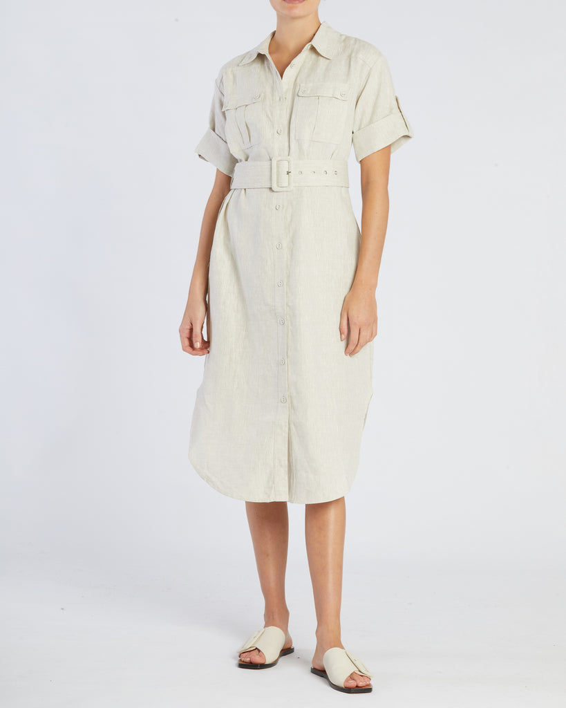 Provence Linen Shirt Dress - Natural