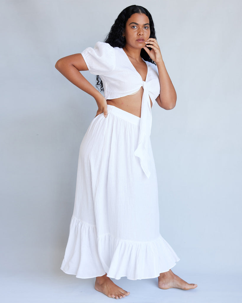 Saloma Linen Skirt - White - Second Image