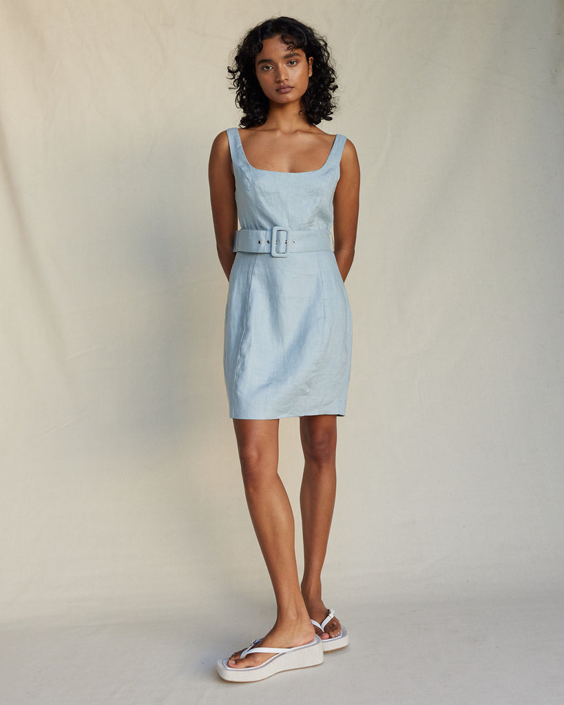 Silas Linen Mini Dress - Periwinkle