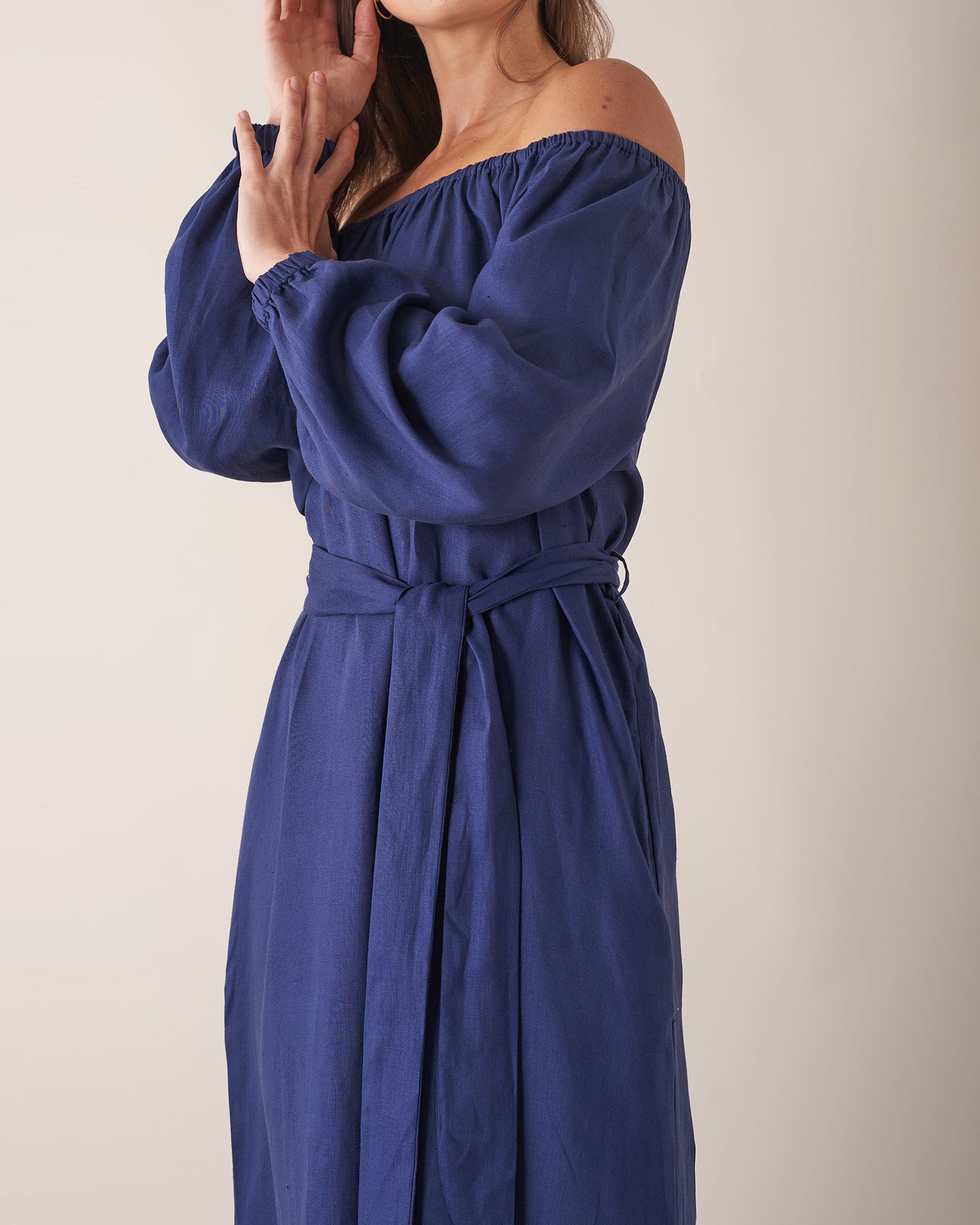Tala Linen Maxi Dress - Navy Amelius Tala Linen Maxi Dress - Navy Amelius