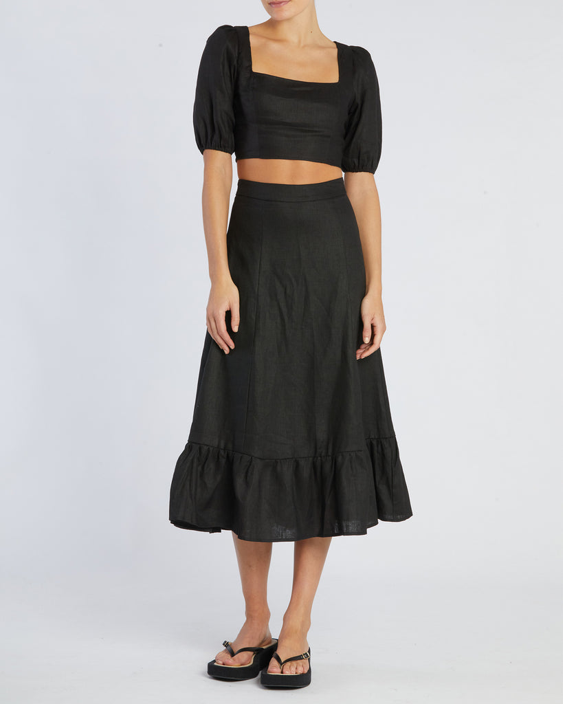 Violetta Linen Skirt - Black