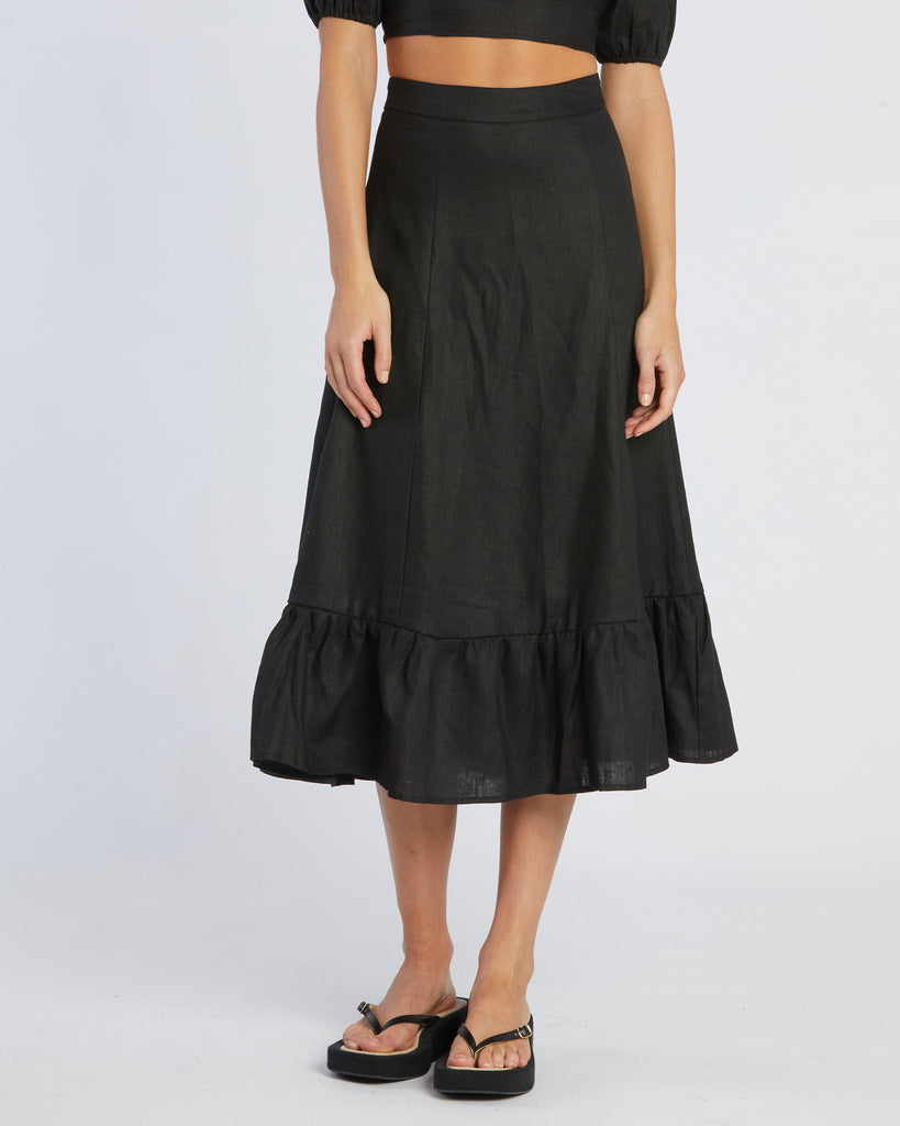 Violetta Linen Skirt - Black - Second Image