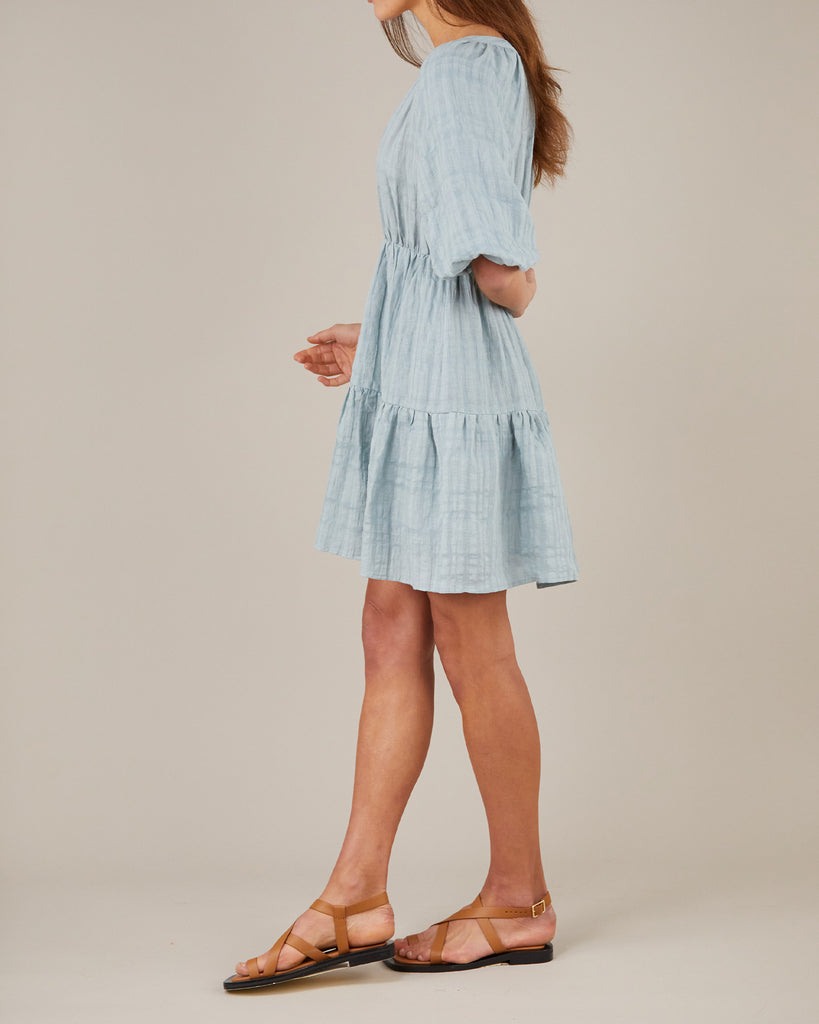 Pila Linen Mini Dress - Duckegg - Second Image