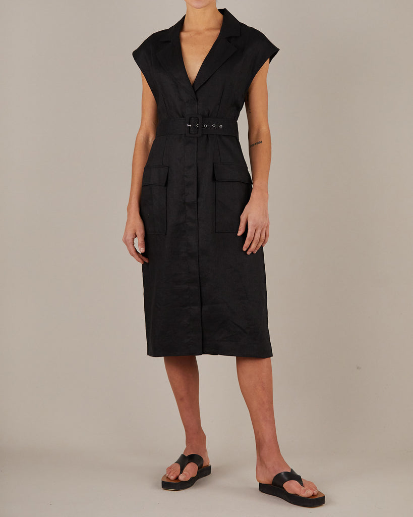 Stockton Linen Dress - Black