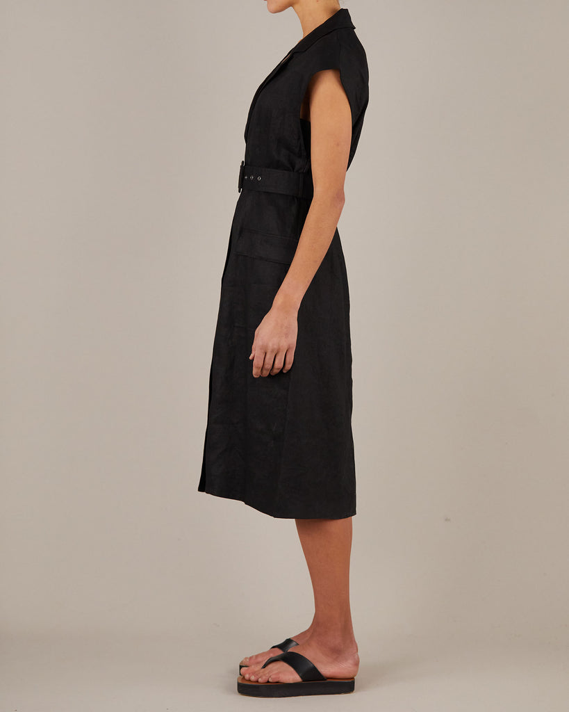 Stockton Linen Dress - Black - Second Image