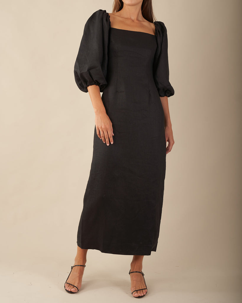 Winslow Linen Dress - Black