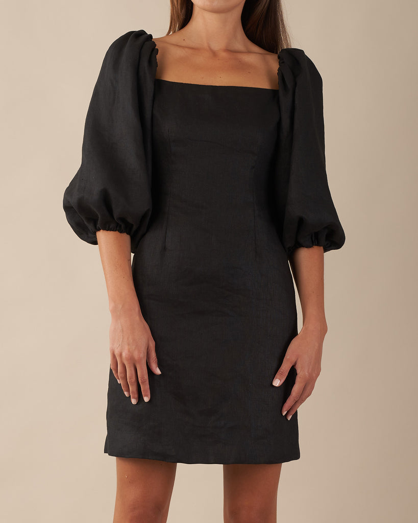 Winslow Linen Mini Dress - Black